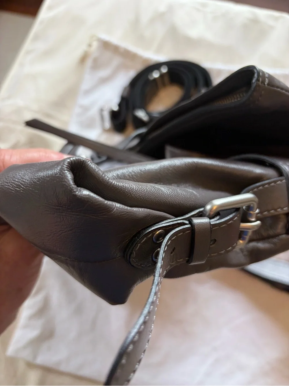 N/A grey leather